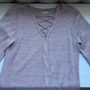 NY & Co. Lavender Cut Out Sweater, Size Medium